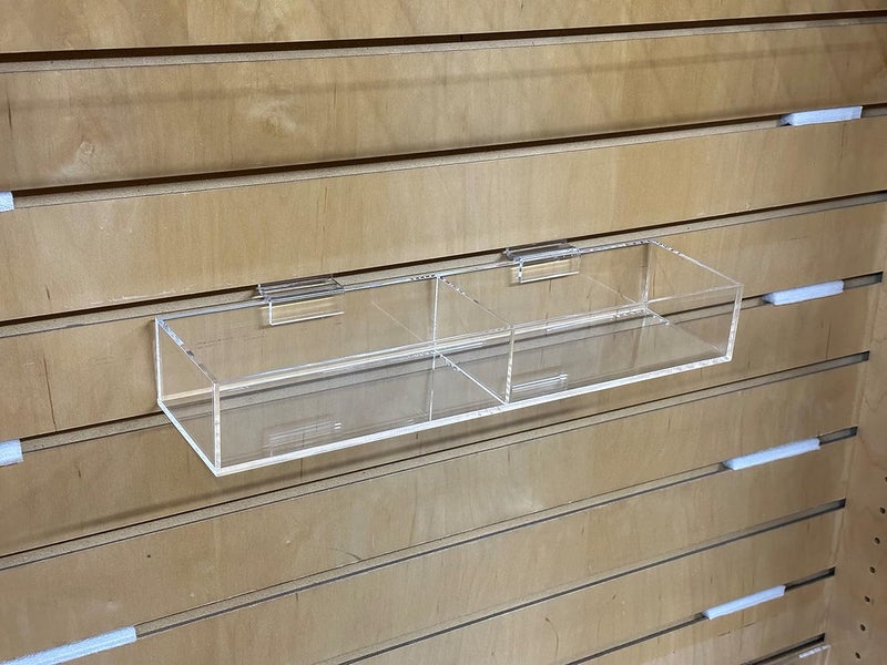 no N N’icePackaging – 1 Qty – 2 Bin Acrylic Slatwall Display – Multi-Compartment 2.25” Deep – for Stores/Sales/Showcase/Merchandise/Bargain Items/Candy (2 Bins) - Image 4